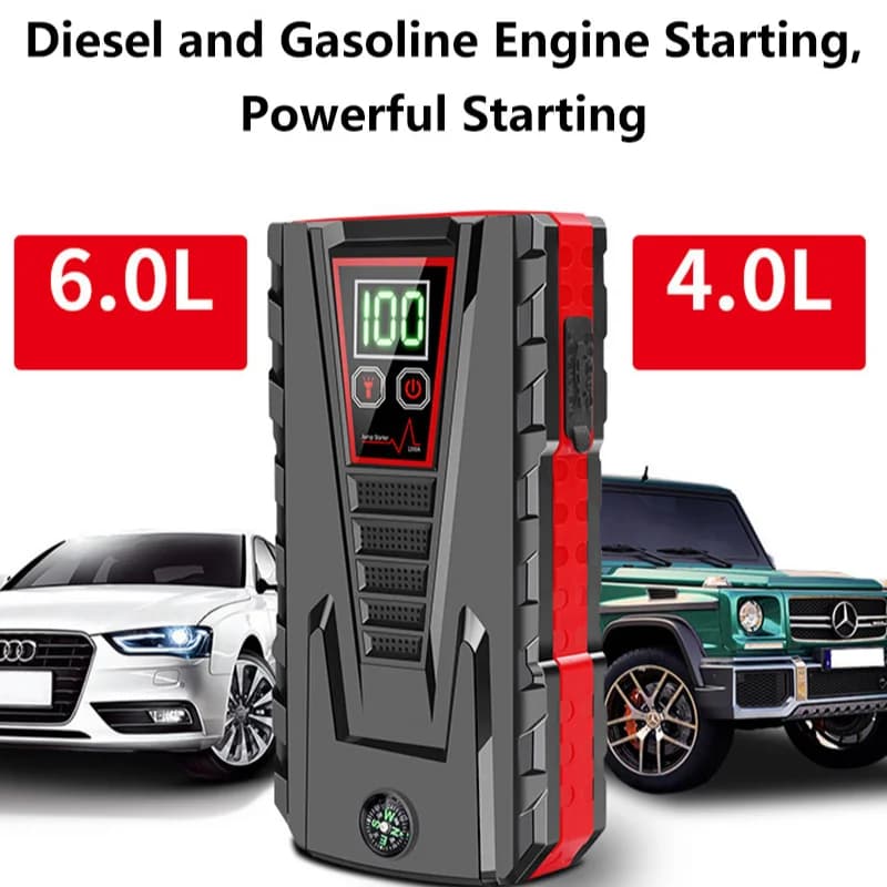 Avviatore di Emergenza Portatile 5000A per Auto, Power Bank 99800mAh, Booster Batteria 12V per Avviamento Auto Benzina 6.0L e Diesel 4.0L