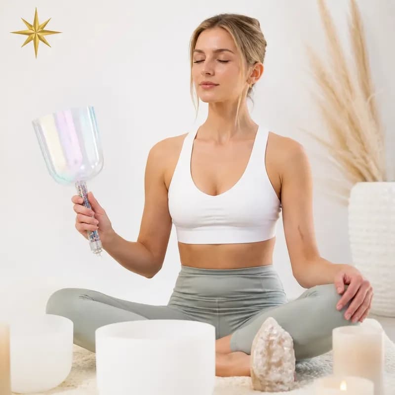 STAR LIN KUP 432Hz Clear Aurora Crystal Singing Bowl Handheld Alchemy Chakra Healing Meditation Sound Therapy with