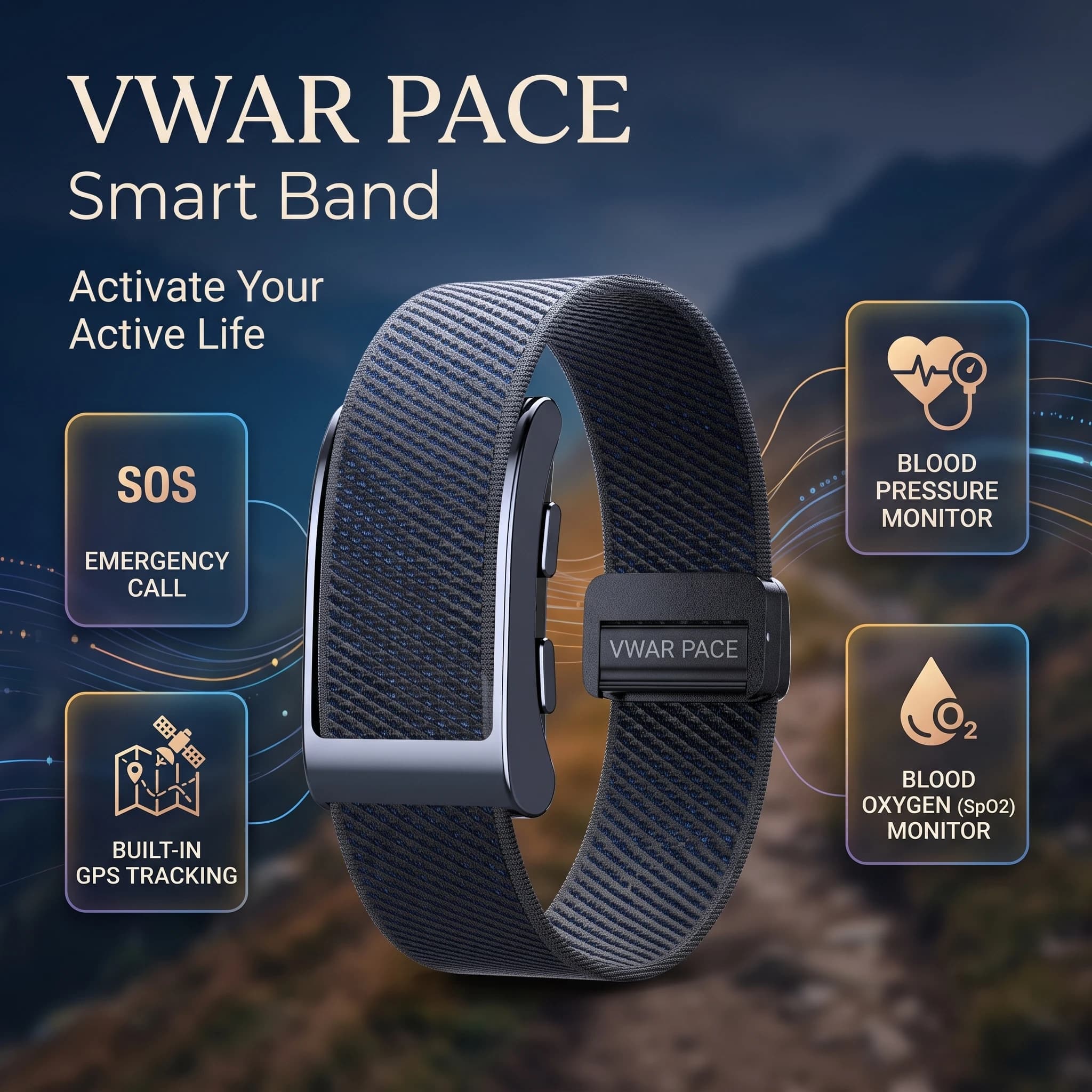 VWAR PACE Screen-Free GPS Smart Band 24/7 Blood Pressure Blood Oxygen SOS Health Monitor Fitness Tracker Smart Watch 2026 NEW