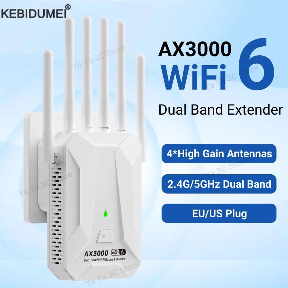 5Ghz 3000Mbps WiFi 6 Ripetitore Extender Ripetitore di segnale Dual Band 2.4G/5GHz Amplificatore di segnale Wi-Fi Amplificatore a lungo raggio