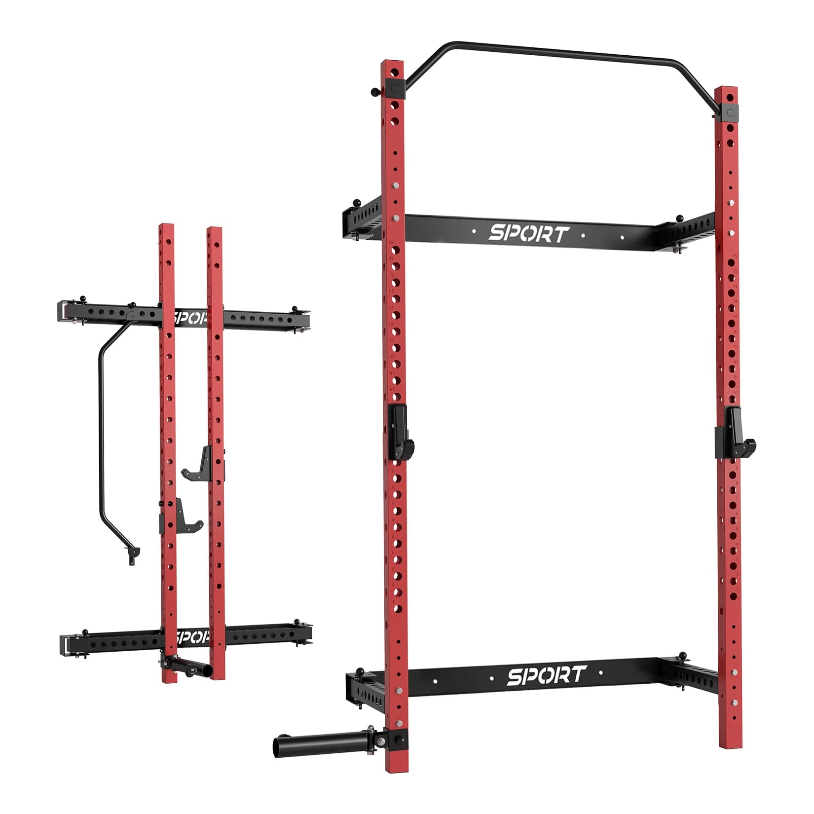 1000 pounds folding squat grill: space saving cage with pull-up bar and land mine – home garage gym at 60 square feet