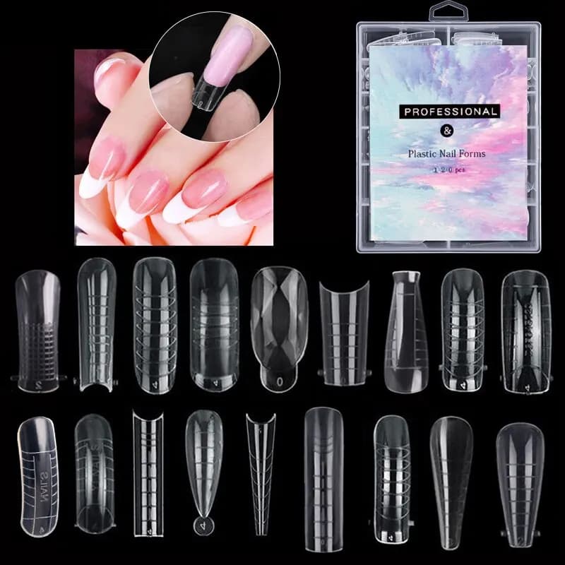 120 pezzi di forme per unghie copertura completa unghie finte stampo per costruzione rapida modellare unghie finte estendere stampi superiori per Gel Salon Manicure Art