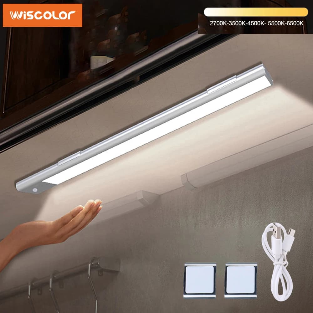Luci notturne con sensore di movimento per luce dell'armadio Lampada a LED wireless ricaricabile tramite USB per l'illuminazione dell'armadio della camera da letto della cucina