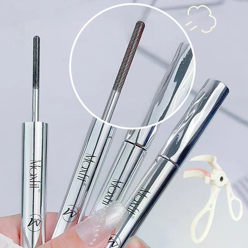 Metal Mascara with Iron Applicator, Waterproof, Black, with Silk Fiber, Long Duration, Volumizing, Incurving, Not Grumulating, for Extension Eyelash