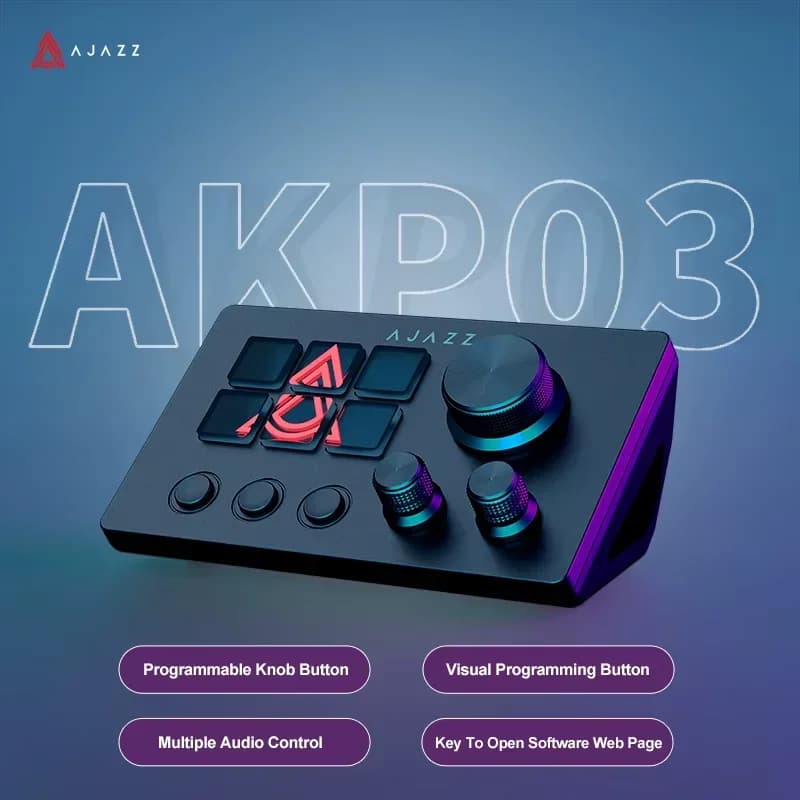 AJAZZ AKP03E/AKP153E Desktop Controller Mini Keyboard Helper, Wired Connection, Supports PC and Laptops, Supports Various DIY