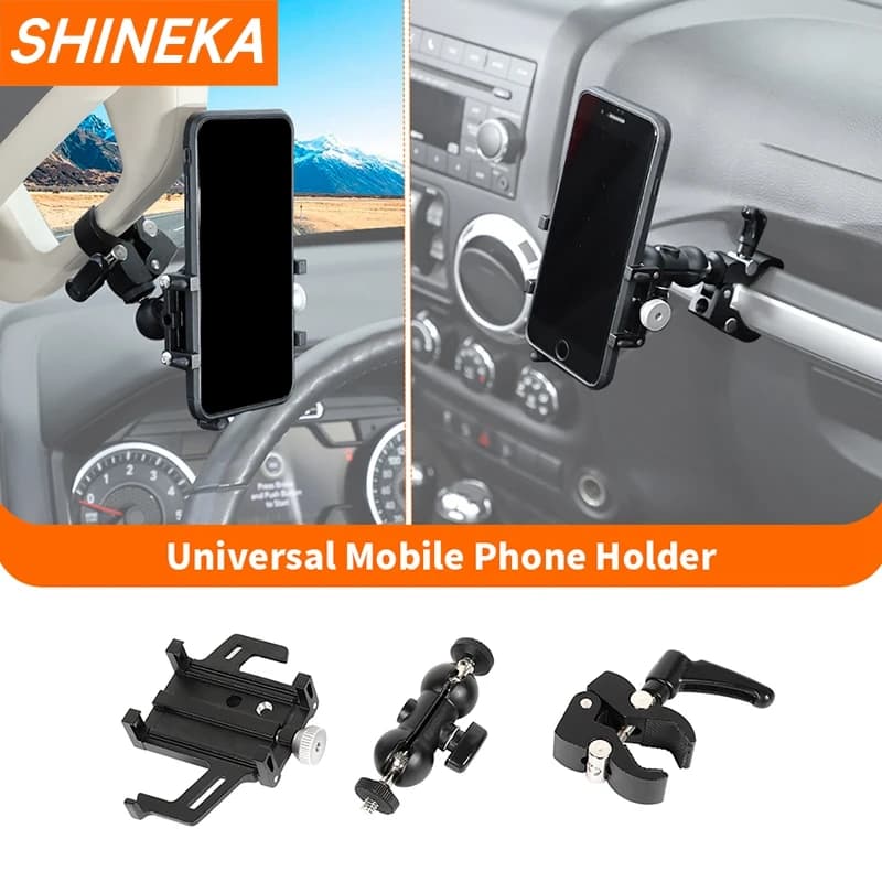 SHINEKA Supporto per telefono universale per auto Supporto per telefono cellulare GPS Supporto per supporto adatto per accessori interni per auto/camion/SUV