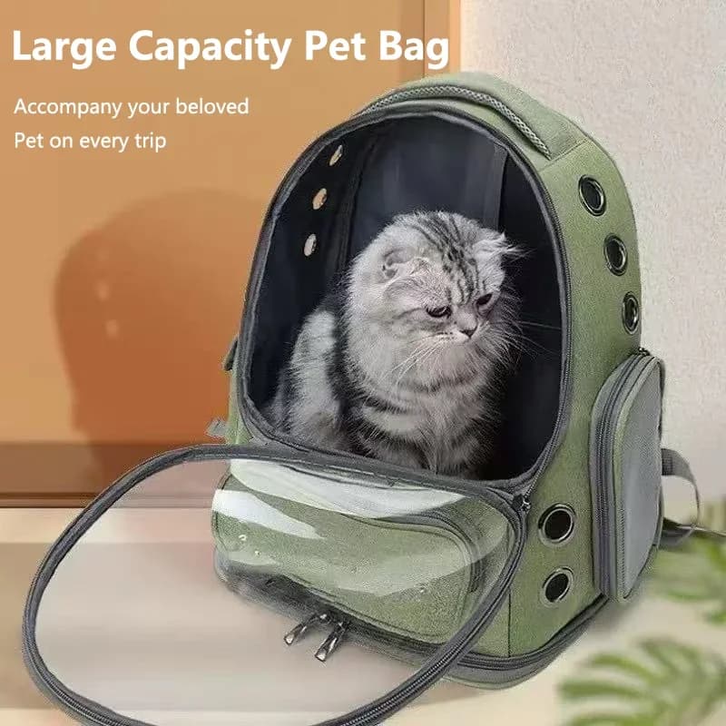 Cat Backpack Carrier for Cats and Small Dogs Breathable Cat Bubble Backpack Pet Travel Carrier for Hiking Camping Outdoor(Green)