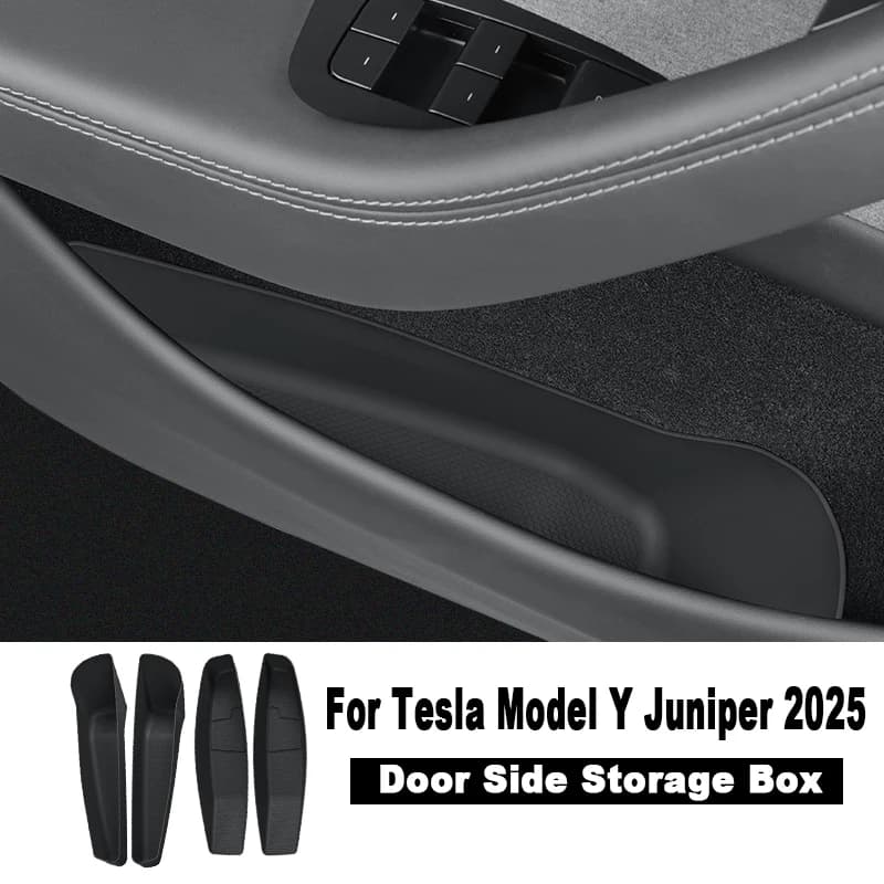 Per Tesla Modello Y Juniper 2025 Porta Laterale Scatola di Immagazzinaggio Anteriore Maniglia Della Porta Posteriore Bracciolo Vassoio Organizzatore Accessori Auto Anti-polvere
