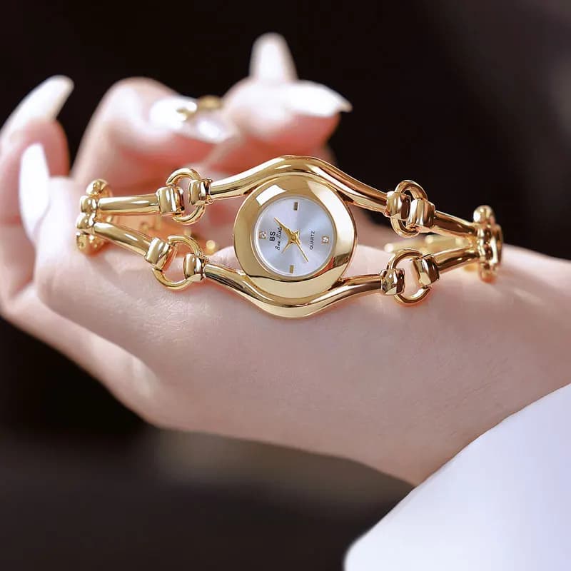 High Quality Electroplated Alloy Retro Waterproof Women's Watch Simple and Elegant Steel Strip Quartz Clock Female