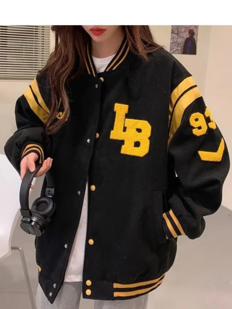 Streetwear Y2K Moda Uomo e Donna Giacche Casual Lettera di moda Ricamo Uniforme da baseball K-Pop Cappotto oversize allentato