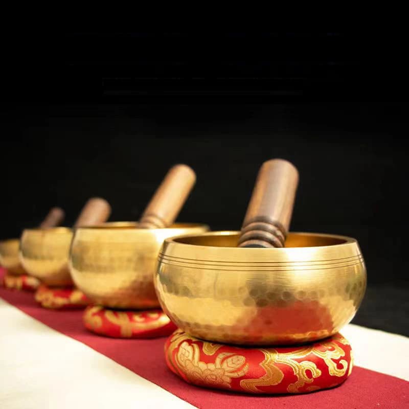 Nepal Handmade Tibet Buddha Sound Bowl Yoga Meditation Chanting Bowl Brass Chime Handicraft Music Therapy Tibetan Singing Bowl