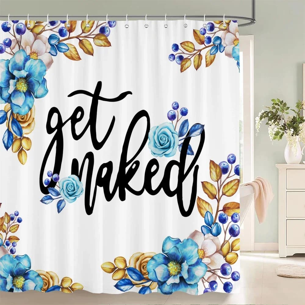 1 tenda da doccia stampata a fiori, tenda da doccia in tessuto di poliestere impermeabile, decorazione per il bagno