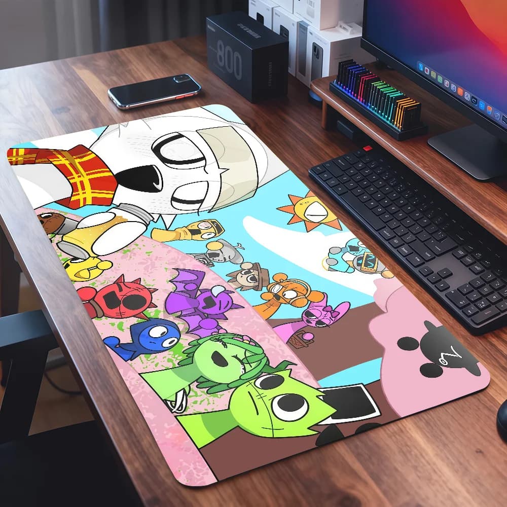 Music game S-Sprunki Mouse Pad Square Office Gaming Desk Mat Waterproof Non-Slip Rubber Decorative