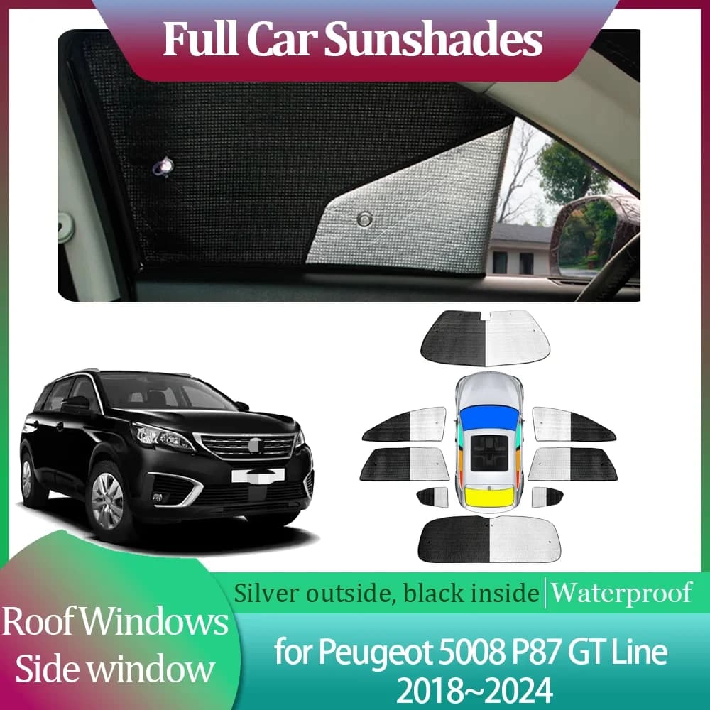 Per Peugeot 5008 P87 GT Linea 2018 ~ 2024 Lato Parabrezza Tenda Tetto Finestre Visiera Parasole Tetto Apribile Copertura Accessori Auto Tende Da Sole