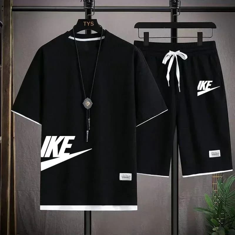 Set sportivo estivo da uomo a maniche corte, t-shirt e pantaloncini corti traspiranti per jogging, 2 pezzi, molto venduto.