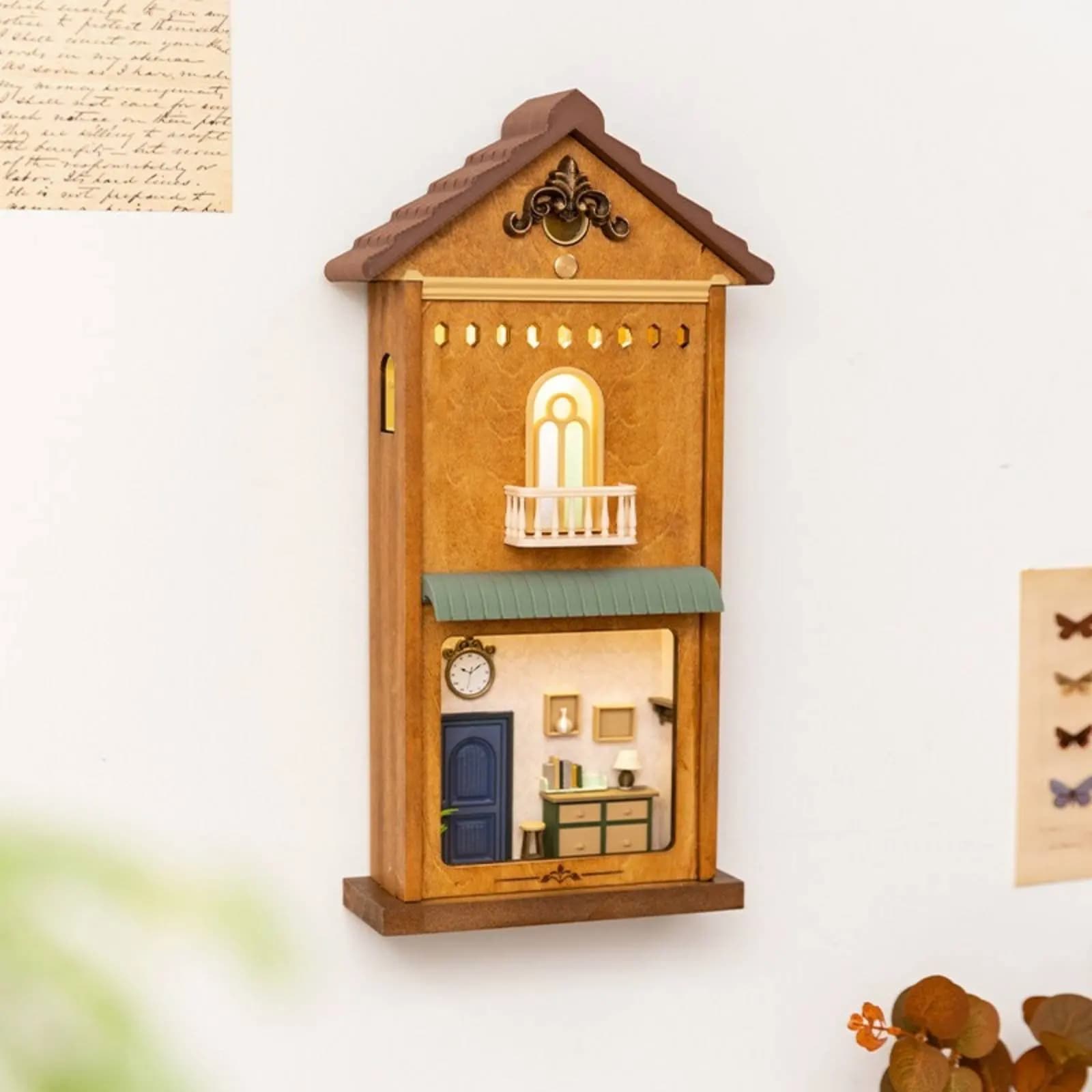 Lampada Notturna in Miniatura in Legno, Lampada Vintage Fatta a Mano per Casa delle Bambole, Lampada in Miniatura per Casa, Suggerimento Regalo, Illuminazione per Interni