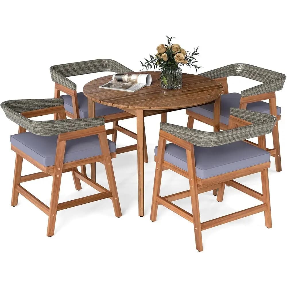 4-seater outdoor dining set with padded chairs for patio, lawn and poolside