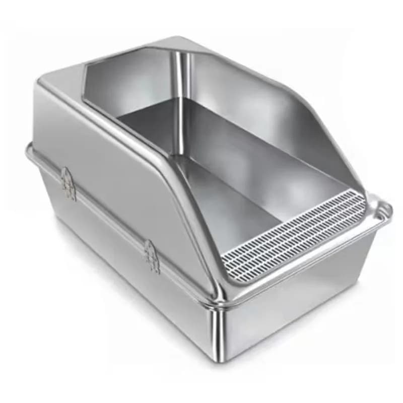 Large Cat Restroom Litter Box 20L Capacity Stainless Steel Semi-Enclosed Design with Easy Cleaning Features