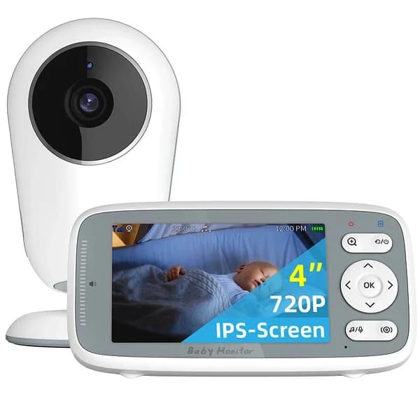 PSVB615 Baby Monitor con 8 Suoni Rilassanti, Monitoraggio Temperatura, Schermo LCD 4.0 Pollici, Audio Bidirezionale HD 800 * 480 Pixel, 2.4GHz