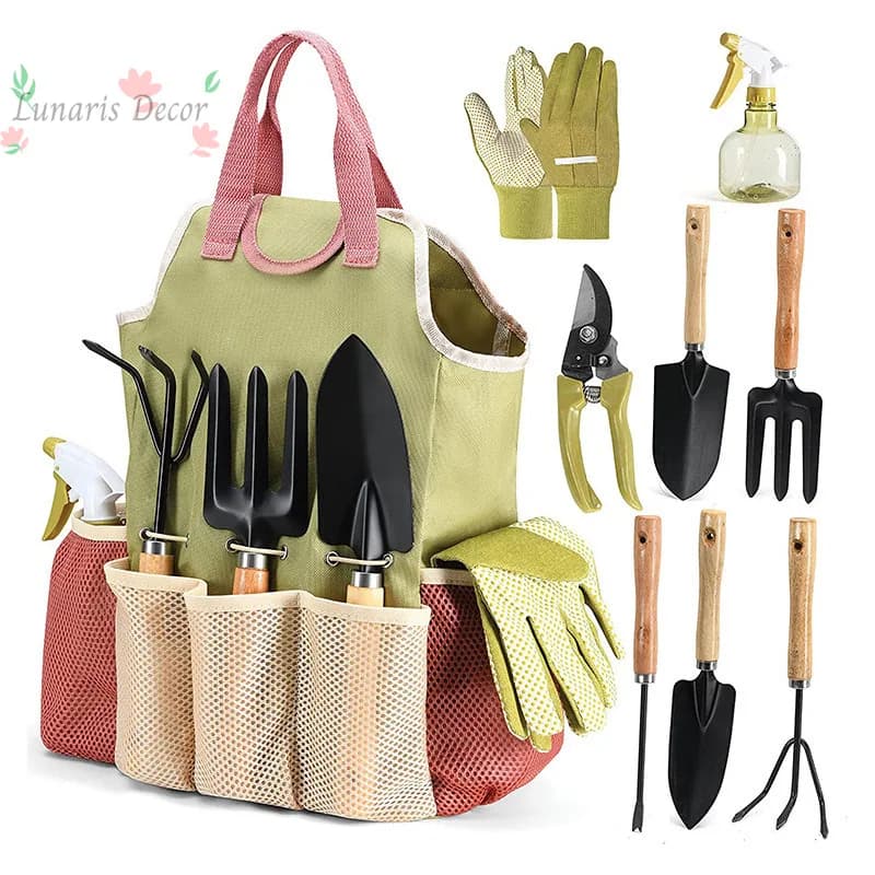 9-piece outdoor garden tool kit set, garden tool set, scissors gift, gardening tools