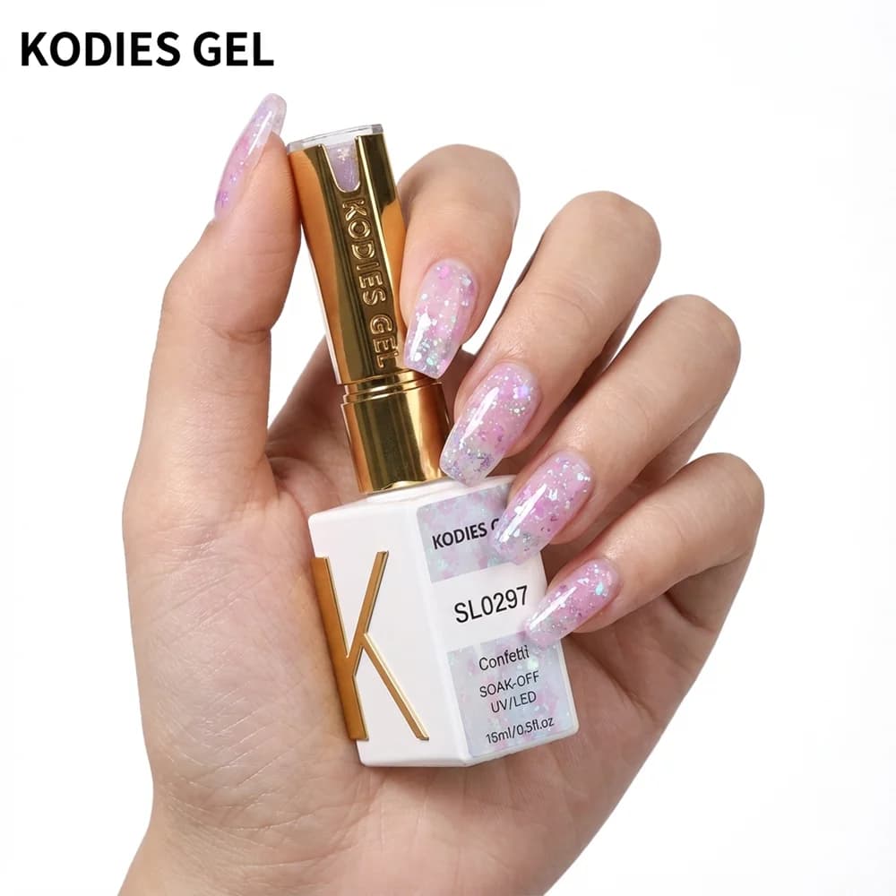 KODIES GEL Opal Glitter Builder Nail Gel Polish Senza HEMA Senza TPO Gel UV/LED Semipermanente per Estensione e Ispessimento Unghie