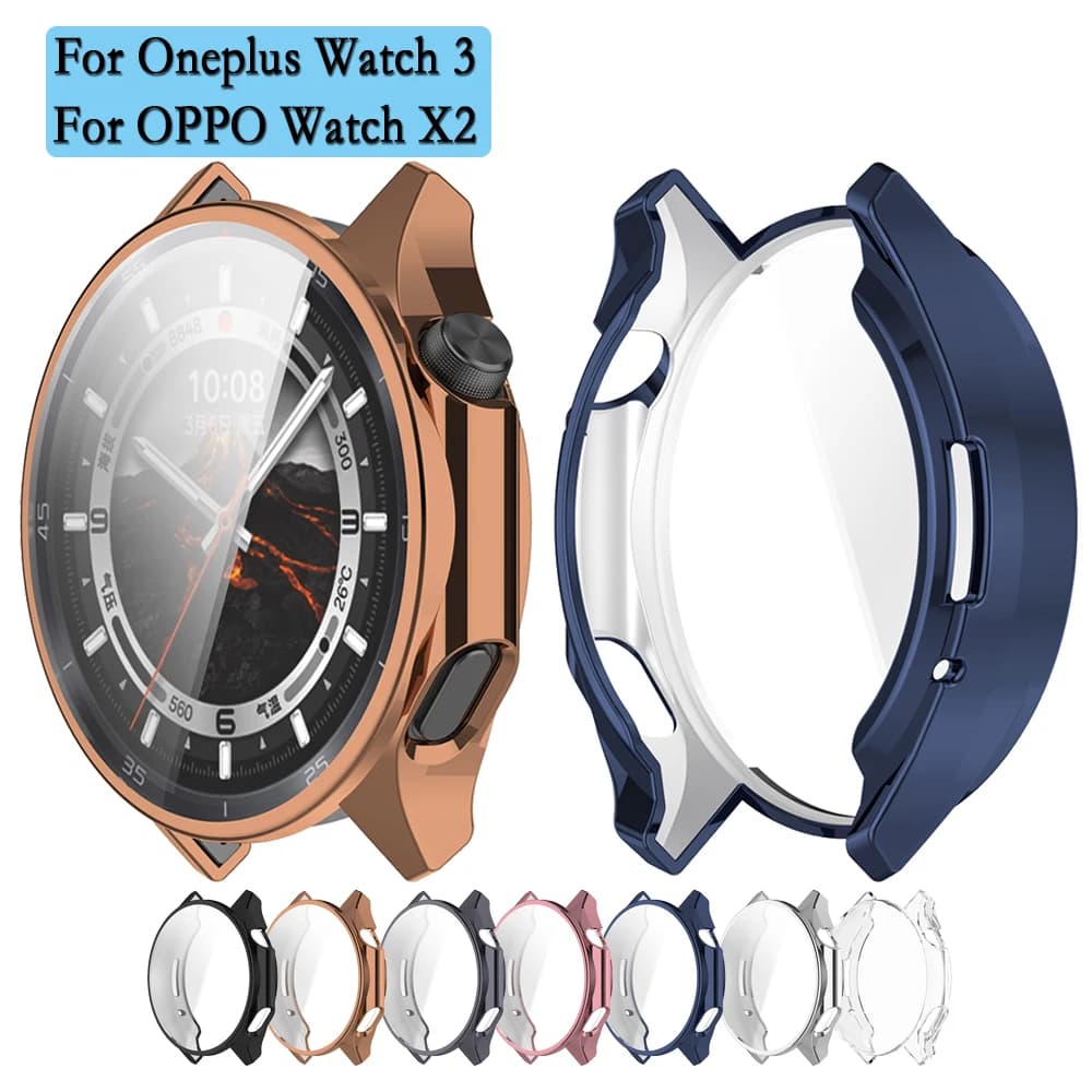 Cover morbida in TPU per Oneplus Watch 3 / Per OPPO Watch X2 Guscio protettivo con protezione schermo a copertura totale Decorazione orologio