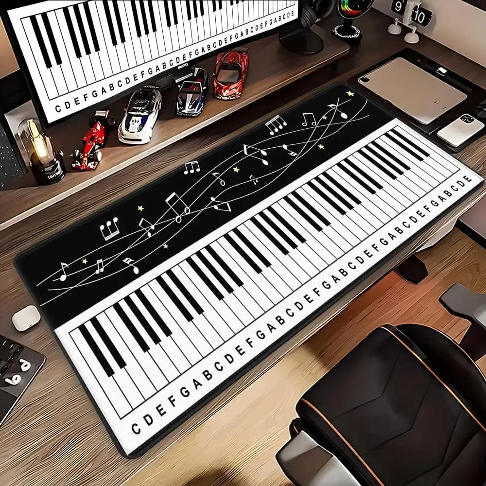 Nuovo Tappetino per Mouse con Note Musicali e Pianoforte, Tappetino XXL per Tablet e Laptop, Tappetino da Scrivania Carino HD per Gaming PC, Tappetino per Tastiera da Gioco e Ufficio HYBXAXC