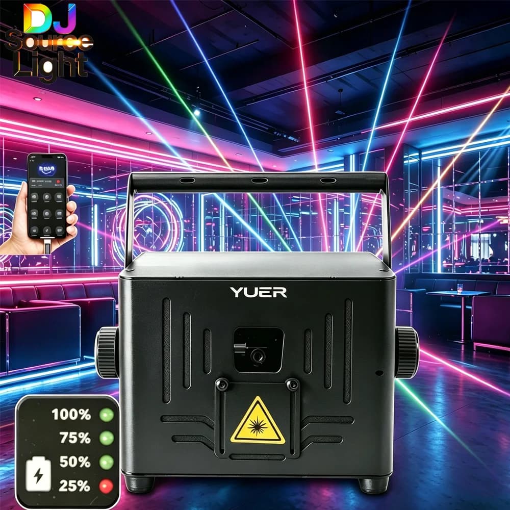 Luce laser da 5W, con batteria e controllo tramite APP, display LCD, adatta per KTV, locali di intrattenimento DJ