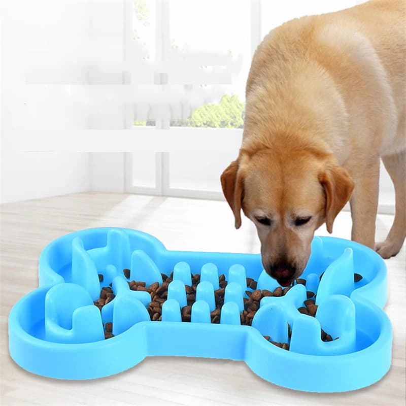 Ciotola per cibo lento per animali domestici Ciotola per cani antiscivolo a forma di osso in silicone Ciotole per gatti Alimentatore per alimenti a tenuta stagna Addestramento per cani Cibo lento per animali domestici