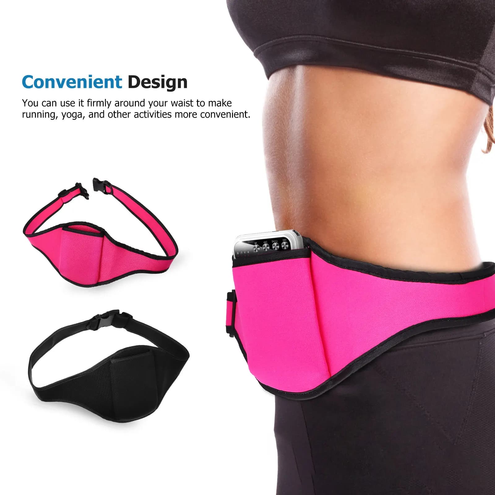 2 Pezzi Cintura Porta Microfono in Neoprene Regolabile per Fitness, Corsa, Supporto Microfono Wireless Portatile