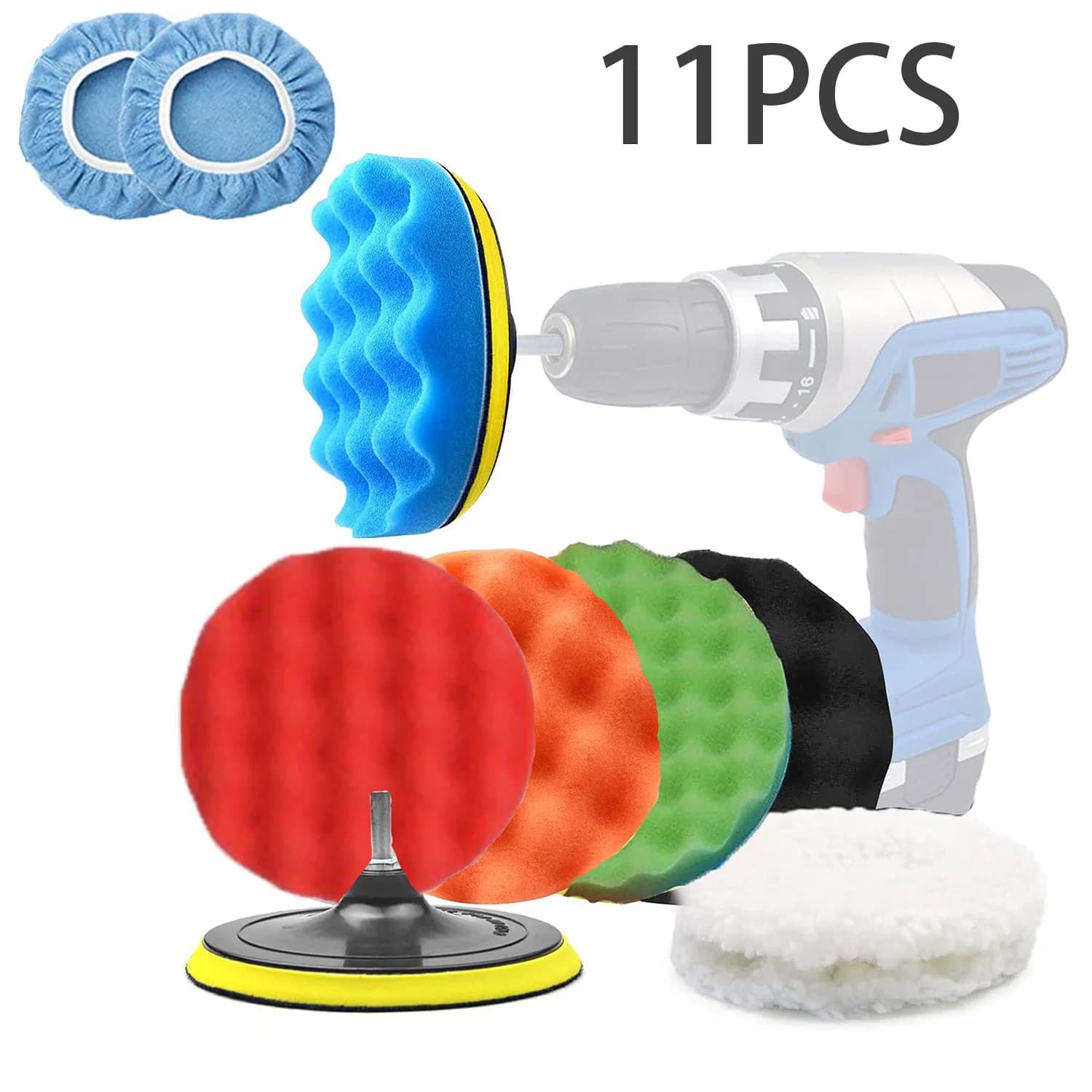 Kit di 11 Spugne per Lucidatura Auto da 6 Pollici per Trapano Elettrico e Lucidatrice con Adattatore M14 per Ceratura