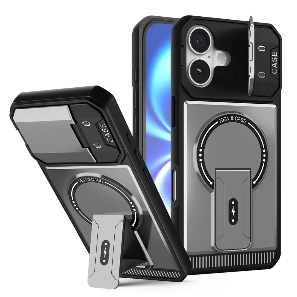 Flip Protezione completa dell'obiettivo Supporto pieghevole Custodia magnetica per telefono per iPhone 15 16 17 Pro Max Air 14 13 12 11 Per Magsafe Cover militare
