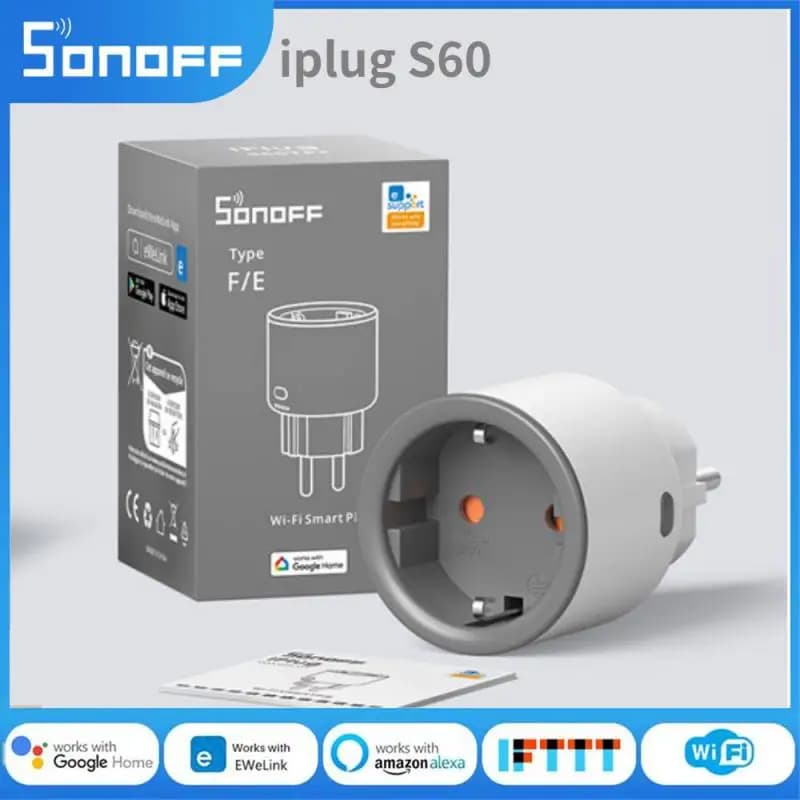 SONOFF S60 IPlug WiFi Smart Plug Monitoraggio energetico Swicth EU FR 4000W Funziona con Alexa Alice Smartthings Google Home Assistant