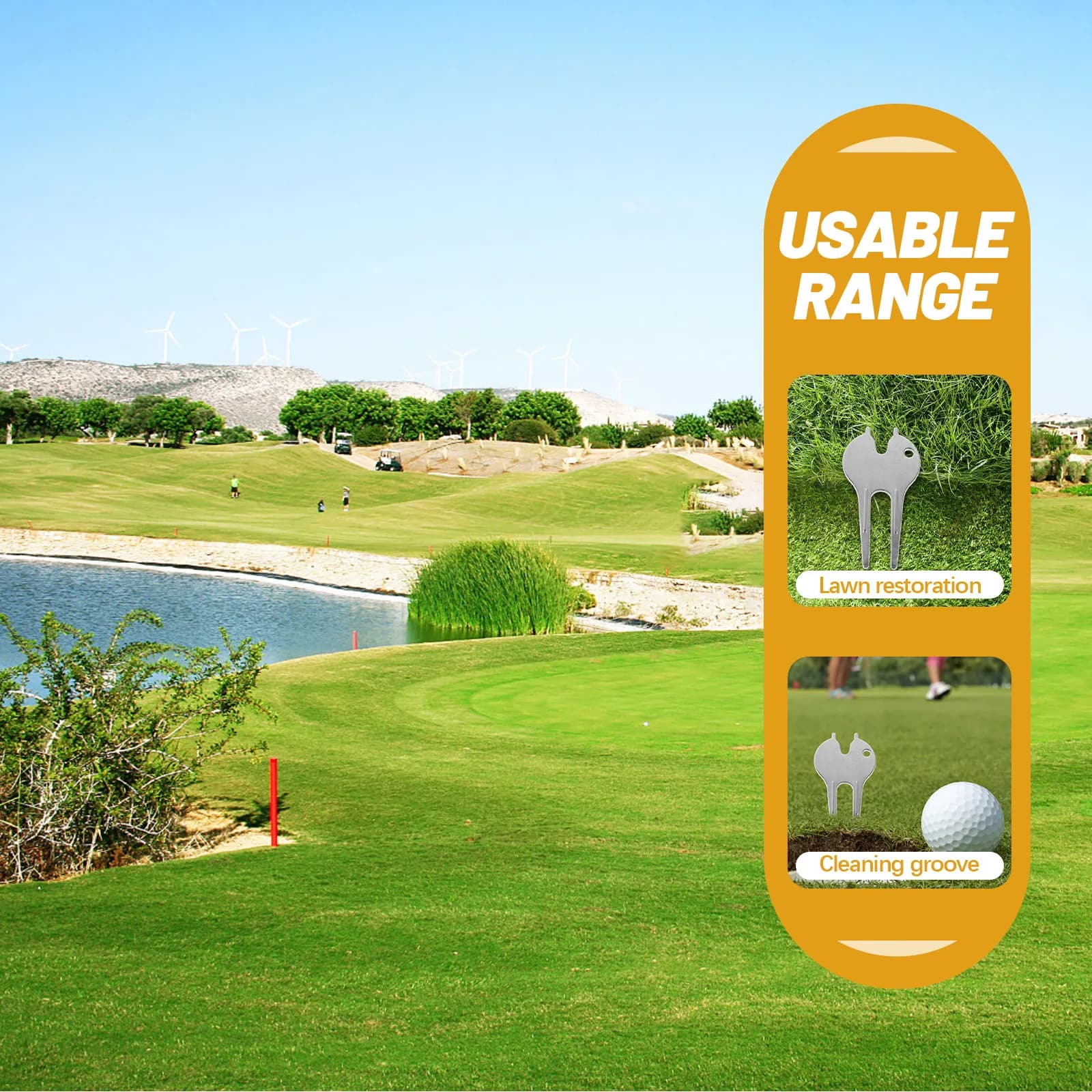 Set di 6 Forche da Golf Premium Portatili in Metallo, Strumento Compatto per Riparazione Divot e Marcatura Palline, Attrezzo Professionale per Golf e Prato