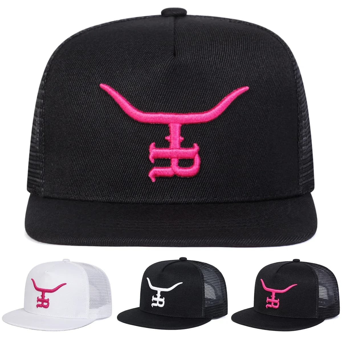 Cappello Unisex con Ricamo a Forma di Toro e Lettera R, Stile Hip-hop, Regolabile, per Primavera/Estate, Protezione Solare