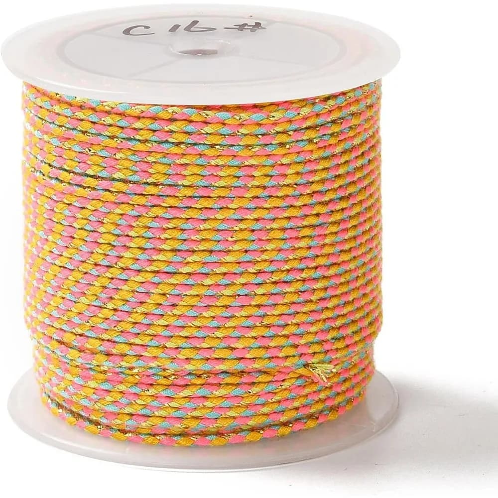 1 rotolo da 21,8 iarde (20 m) 1,5 mm Cavo in policotone a 4 strati Filo per perline Cavo in policotone a 4 strati Corda in cotone con per la realizzazione fai-da-te