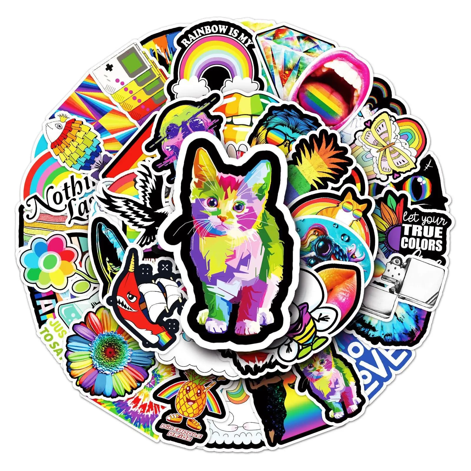 Confezione da 50 Adesivi Graffiti Arcobaleno per Laptop, Borracce, Chitarre, Skateboard e Decorazione Personalizzata per Quaderni