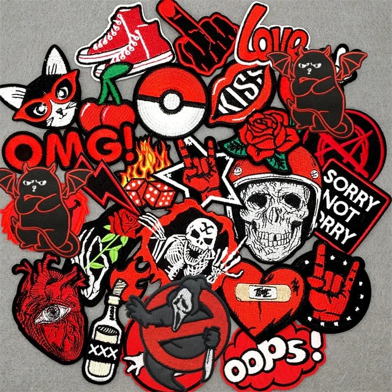 25 pz/lotto Red Ghost ricamo patch Punk vestiti adesivi fai da te ferro sulle toppe per abbigliamento Appliques giacca Jeans strisce
