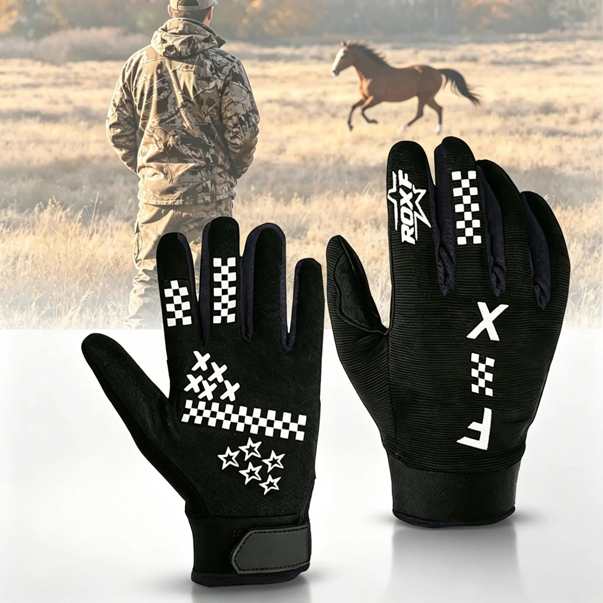 Durable Hunting Gloves,Touch‑Screen Adjustable Velcro Gloves for Men Women Outdoor Hunting Mountaineering Motorcycle Riding