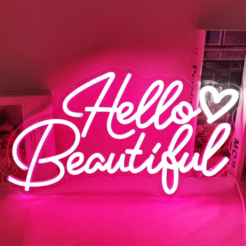 Ciao bella luce al Neon a Led segno cuore rosa ciao splendida camera da letto matrimonio festa di compleanno Decor USB regali di san valentino