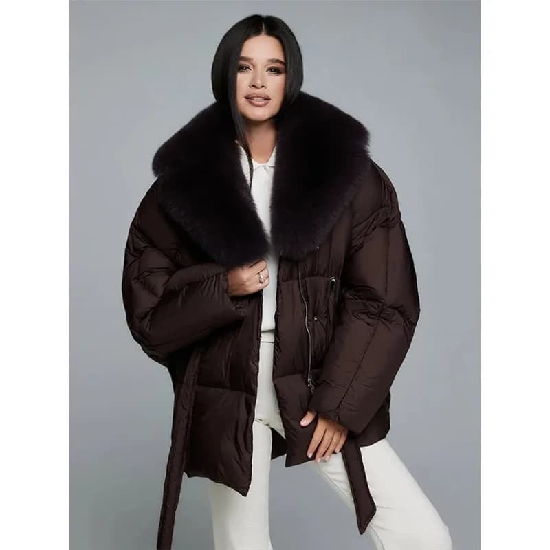 Colletto in pelliccia sintetica Manica a pipistrello Cintura imbottita Giacca da donna Elegante maniche lunghe Con lacci Cerniera Cappotti invernali Capispalla da donna chic