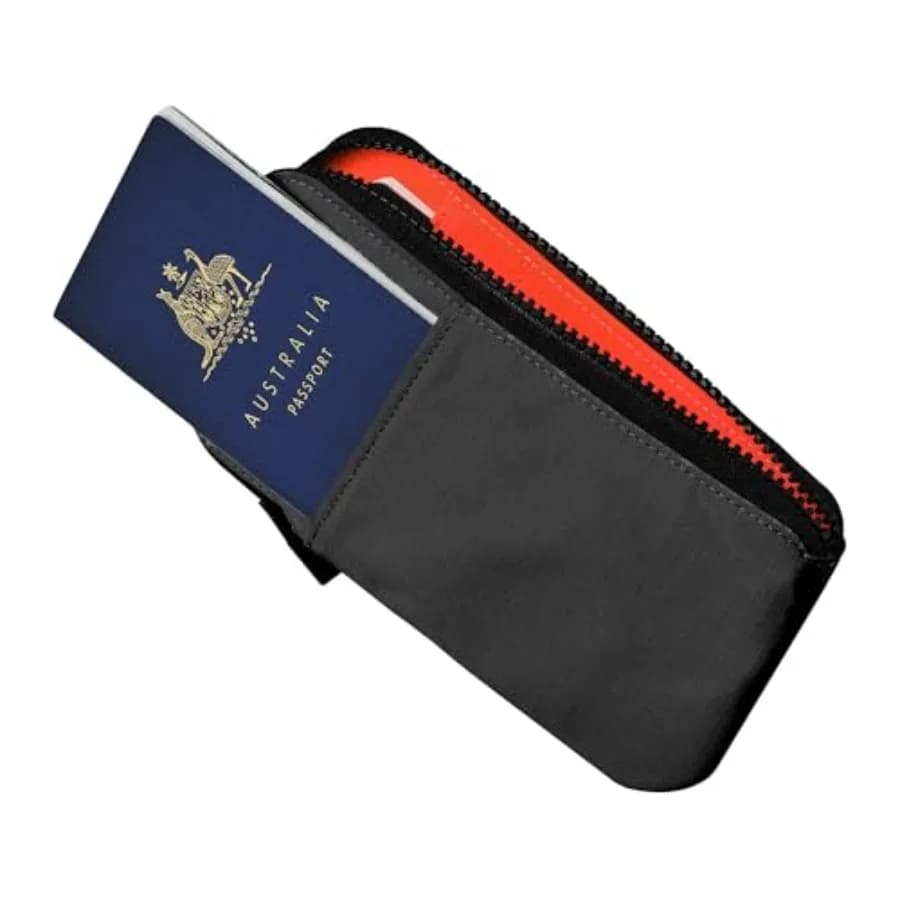 Portafoglio da Viaggio con Zip Axoflux 210D - Porta Passaporto RFID - Cerniera Autobloccante - Materiale Resistente agli Strappi - Quattro Tasche e Due Scomparti