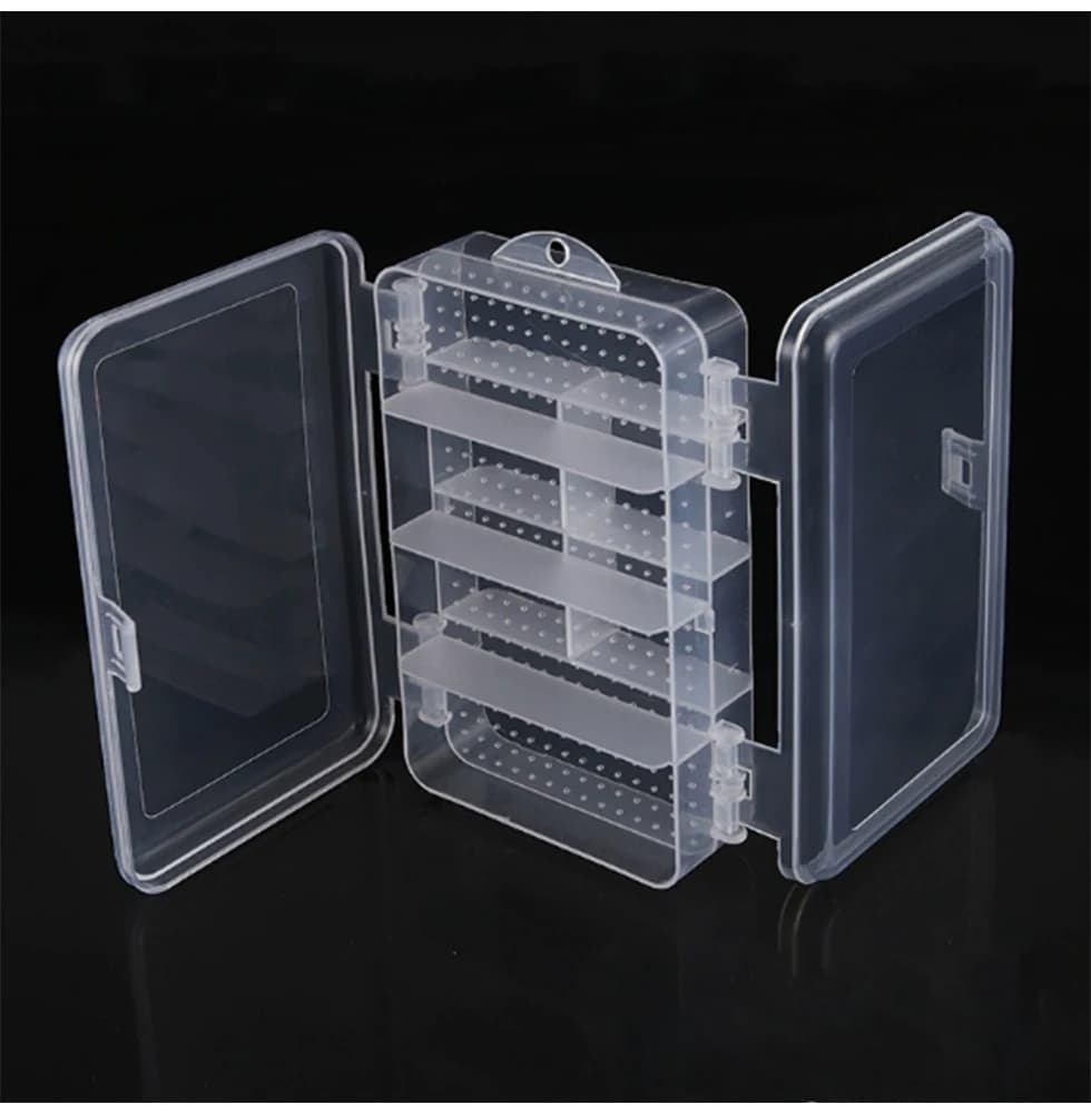 Simple double layered 10 grid jewelry storage box with lid plastic transparent jewelry thickened and hanging storage small box