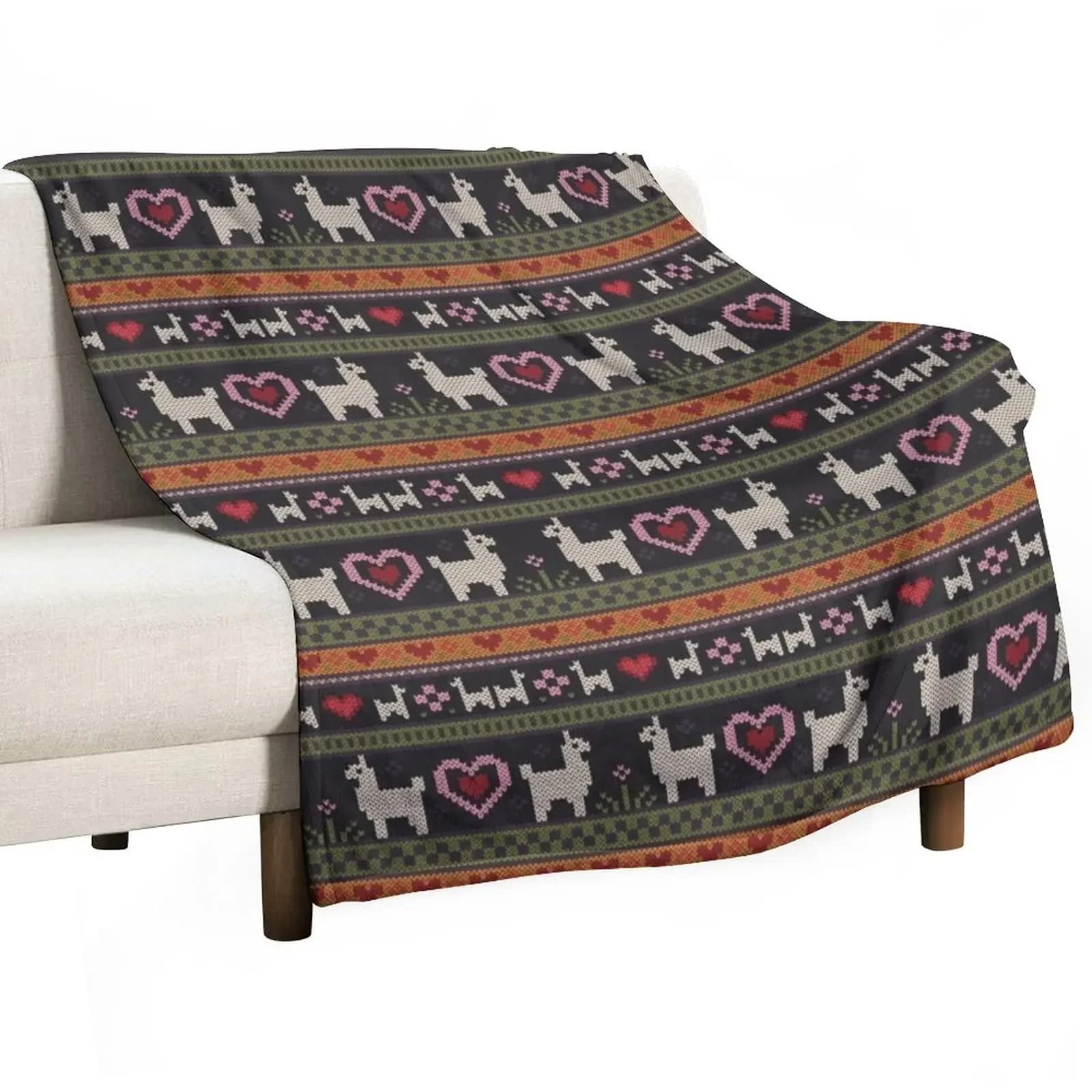 Llama coperta da tiro in maglia coperta da tiro per divano divano letto coperta pelosa coperta trapuntata