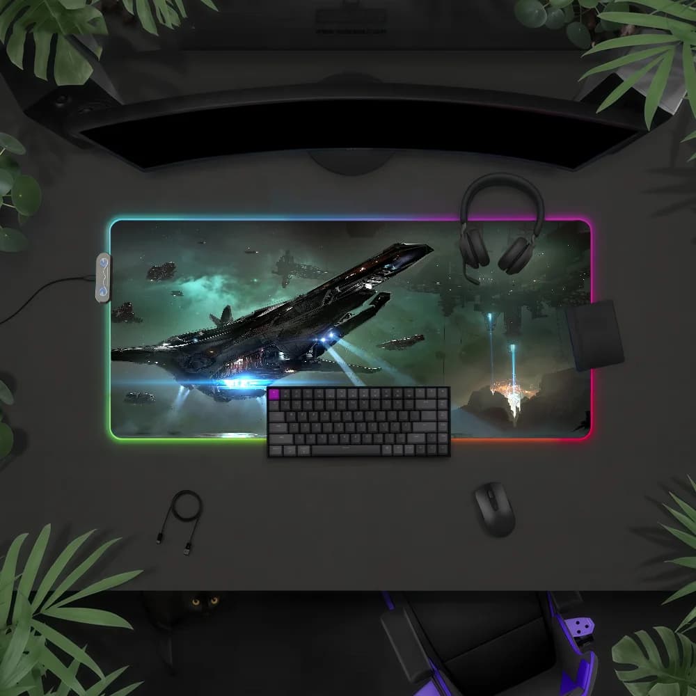 Tappetino per mouse Game S-Star C-CitizenS con luce LED RGB, tastiera da gioco colorata, copertura antiscivolo, superficie impermeabile