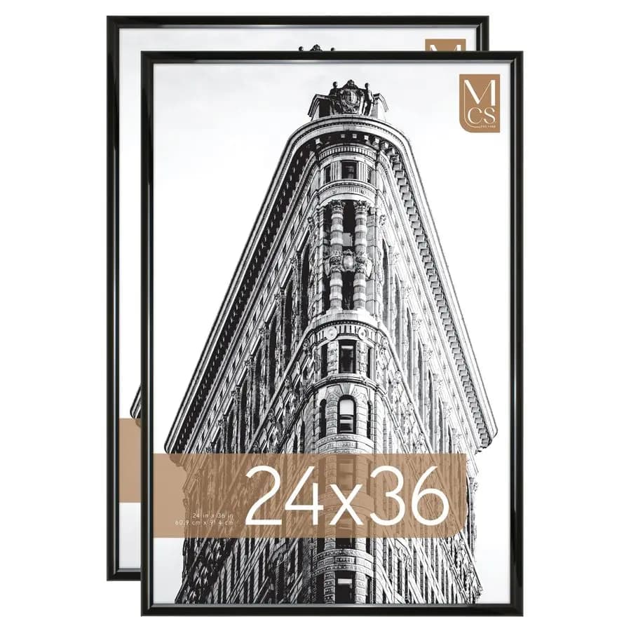 Cornice per Poster Trendsetter 24x36 Nera Lucida, Cornice Grande Verticale e Orizzontale da Appendere per Foto, Poster e Arte