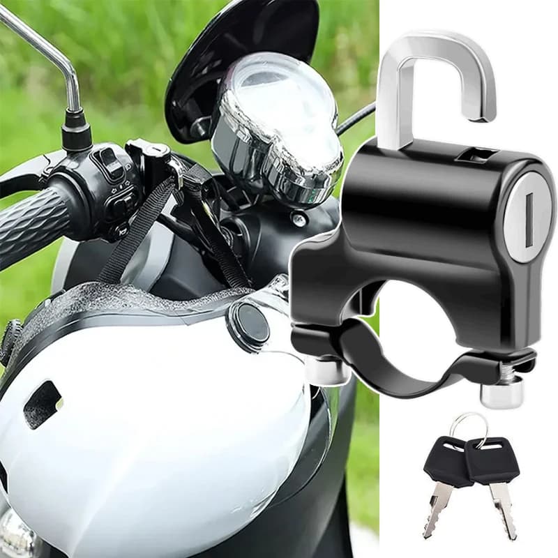 Universal Lock for Motorcycle Helmet, Safety Lock for Electric Scooter Helmet, Bike, Motorcycle, Mounting on Handlebar, Metal Padlock