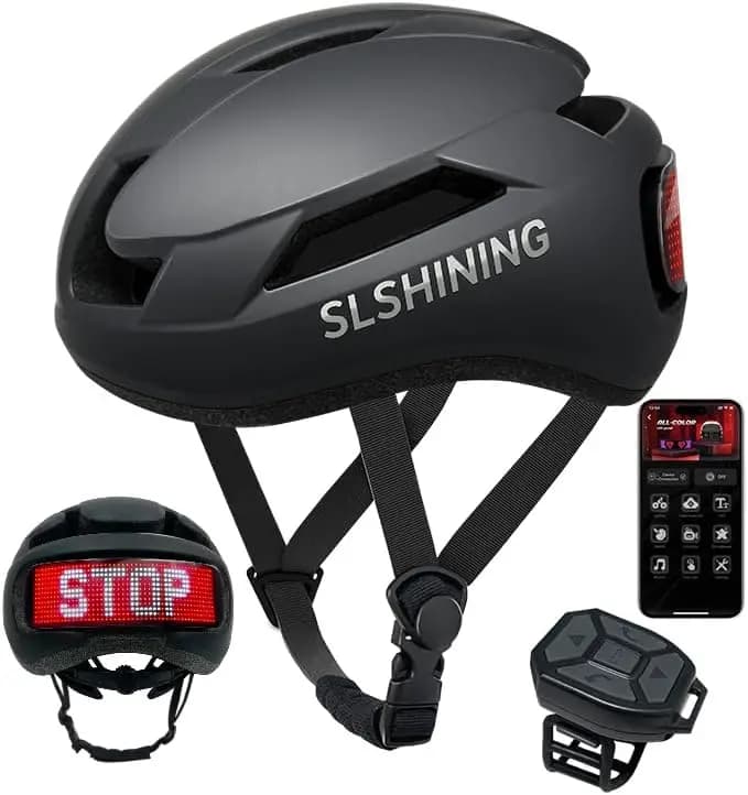 Casco da Bici Intelligente con Luce Ricaricabile USB, Indicatori di Direzione e Telecomando per Adulti