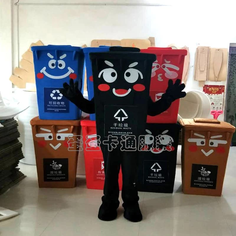 Costume da Mascotte Bidone della Spazzatura Verde Riciclabile, Taglia Adulto, Cestino per Rifiuti, Costumi Anime, Mascotte Pubblicitaria, Kit per Travestimenti