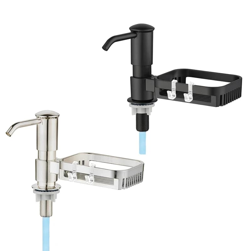 AA81-Dispenser di sapone per lavello da cucina, pompa dispenser di sapone incorporata con porta spugna, testine della pompa ABS sotto il bancone